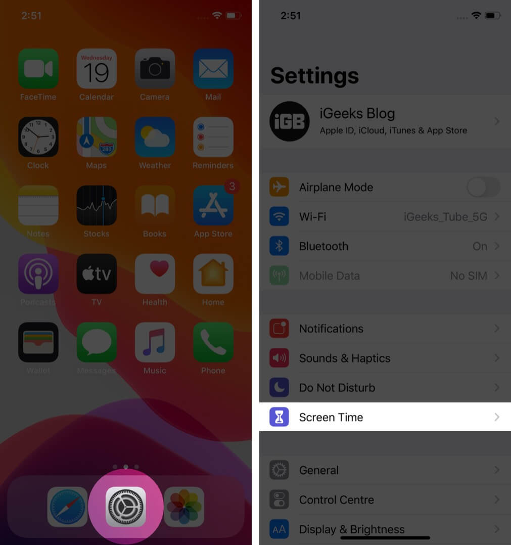 open instellingen en tik op schermtijd op iphone