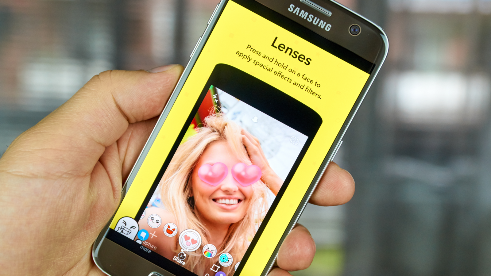 Snapchat-lenzen op Android-smartphone