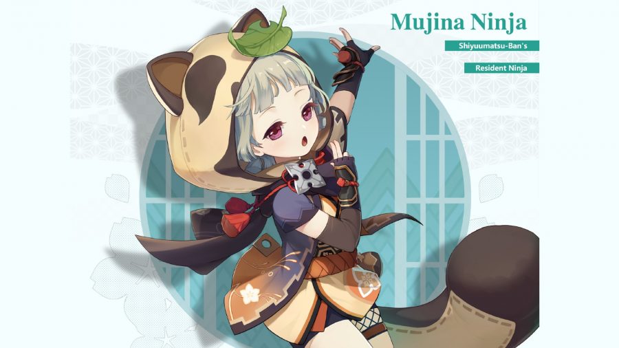 genshin-impact-new-character-sayu Genshin Impact nieuw personage Sayu, een jong meisje draagt een tanuki-outfit