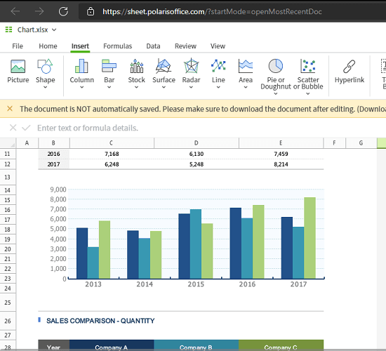 Polaris Office Web Sheets balken en grafieken