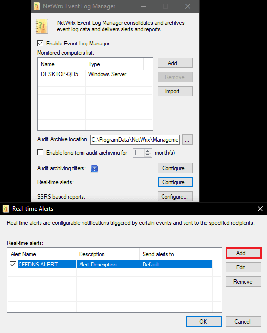Netwrix Event Log Manager Alert maken