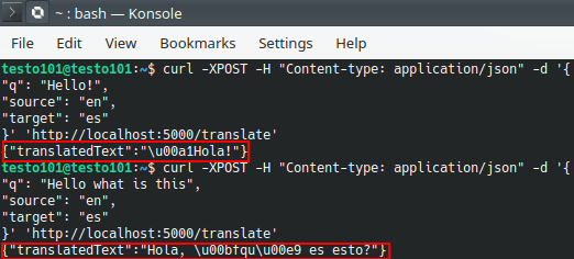 LibreTranslate API-vertaling