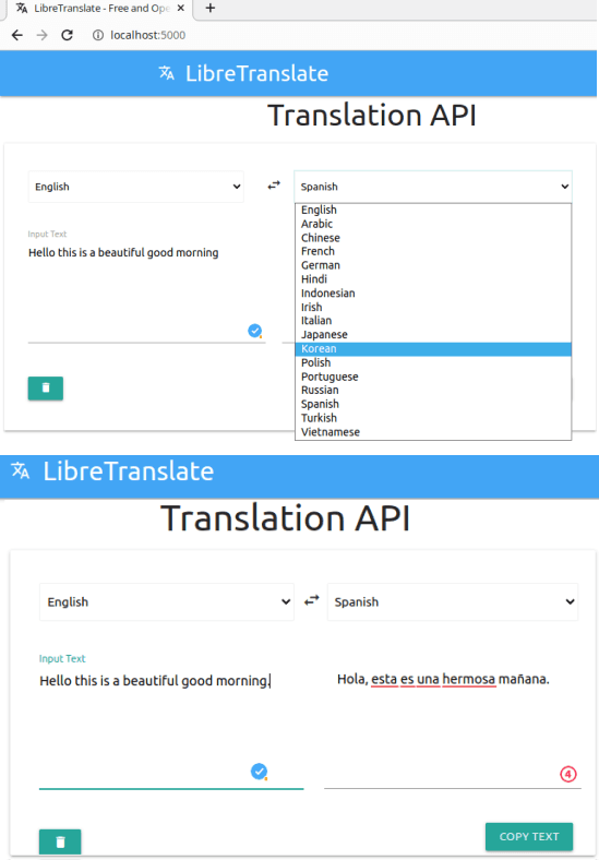 LibreTranslate vertalen