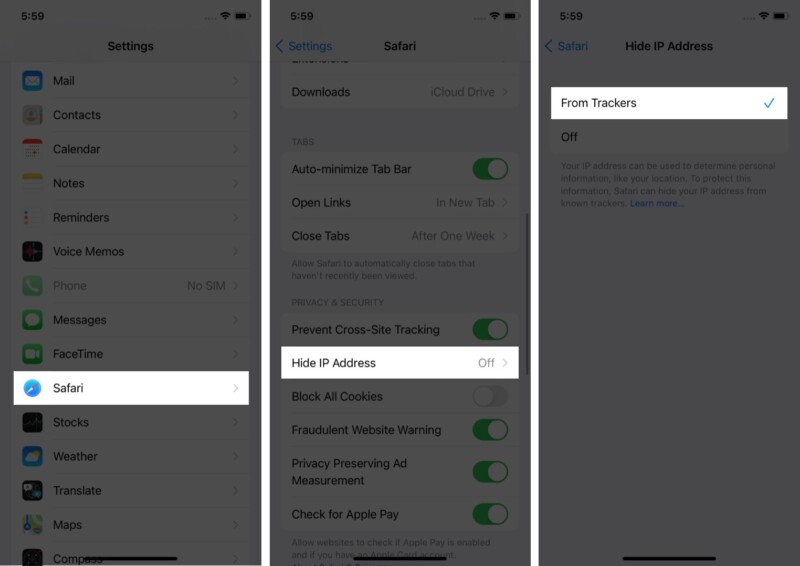 Verberg Safari IP-adres van trackers op iPhone en iPad