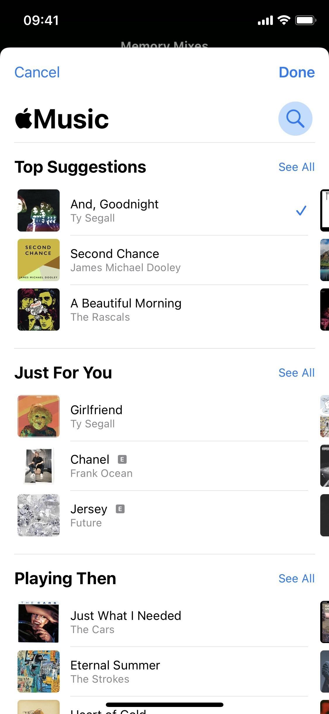 Hoe u een Apple Music-nummer dat u wilt toevoegen aan uw geheugenvideo's in iOS 15 kunt toevoegen