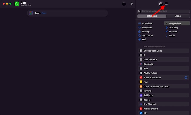 instellingen voor drie horizontale lijnen-Maak snelkoppelingen in macOS Monterey op mac