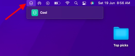 Snelkoppeling in de menubalk