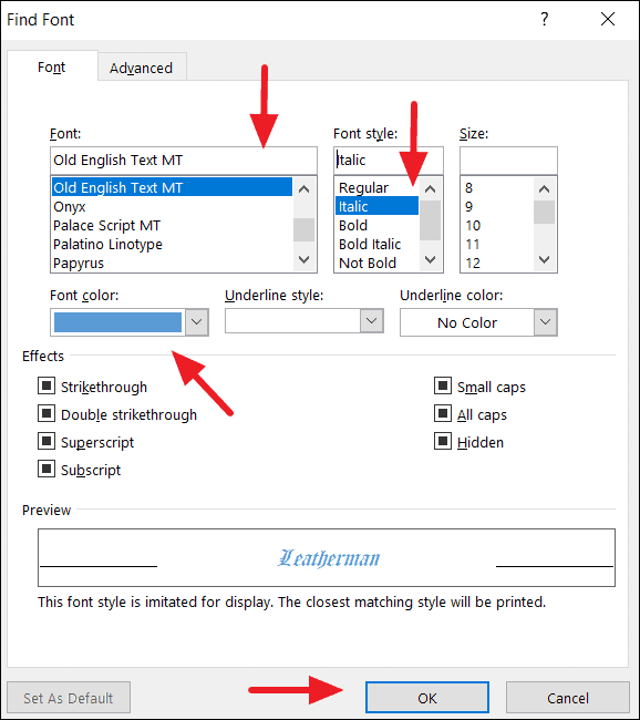 old microsoft word find and replace