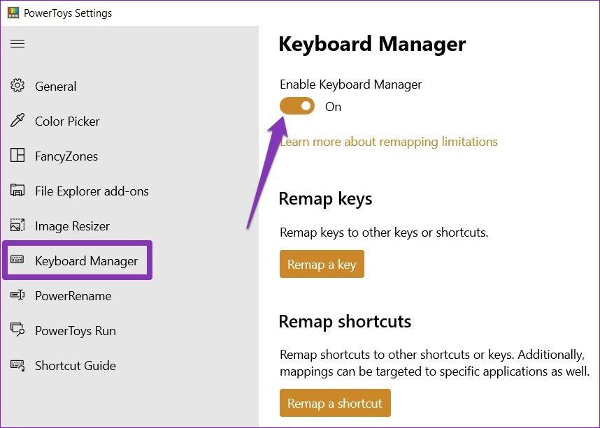 Toetsenbordmanager in Power Toys