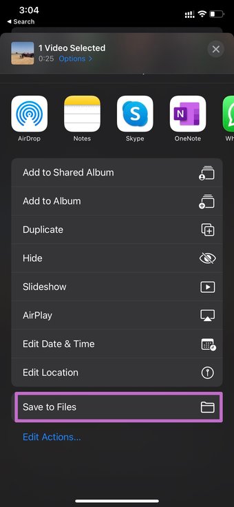 Save video to files app