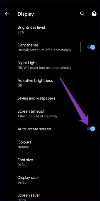 Toggle op Automatisch draaien op Android