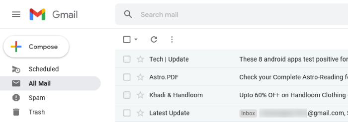 vind archief e-mail in Gmail