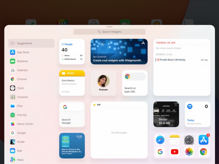 Zoek naar app om toe te voegen widget op iPad-startscherm