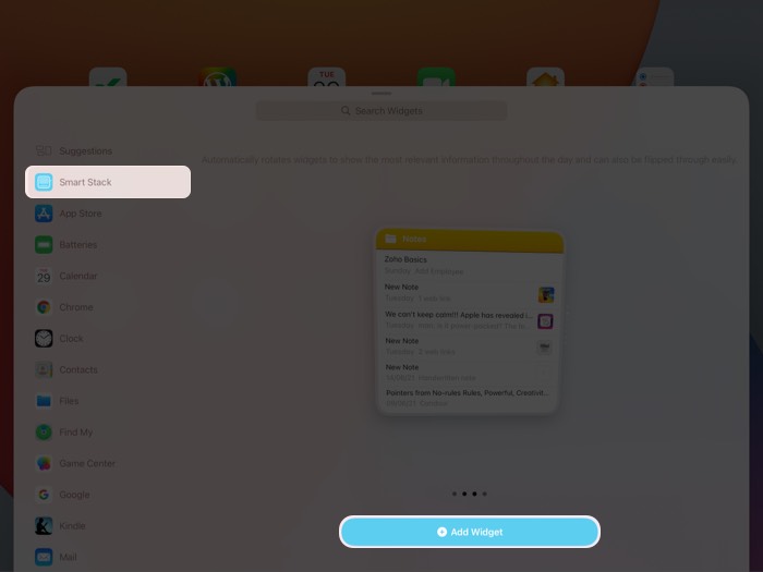 Maak slimme stack-widgets op iPad