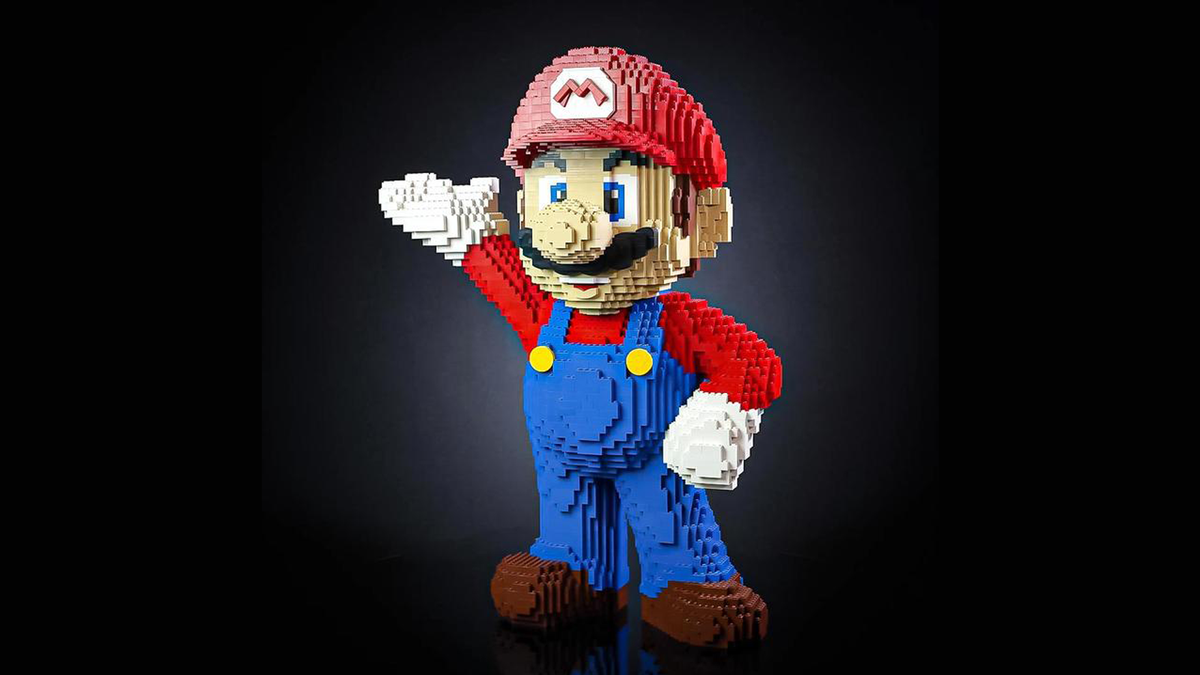 Bricker bouwt LEGO Mario levensgrote sculptuur