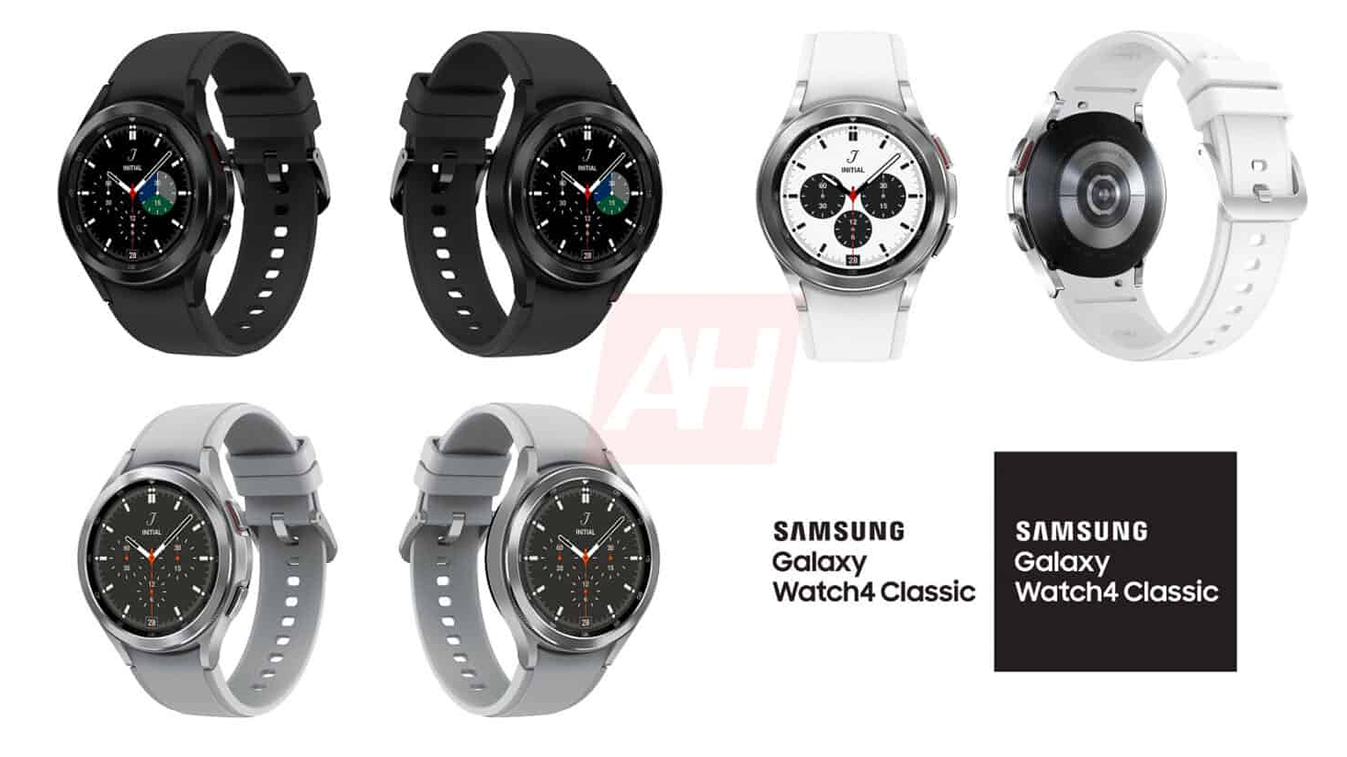 Gelekte Galaxy Watch 4 wordt weergegeven in zwart, wit en zilver.