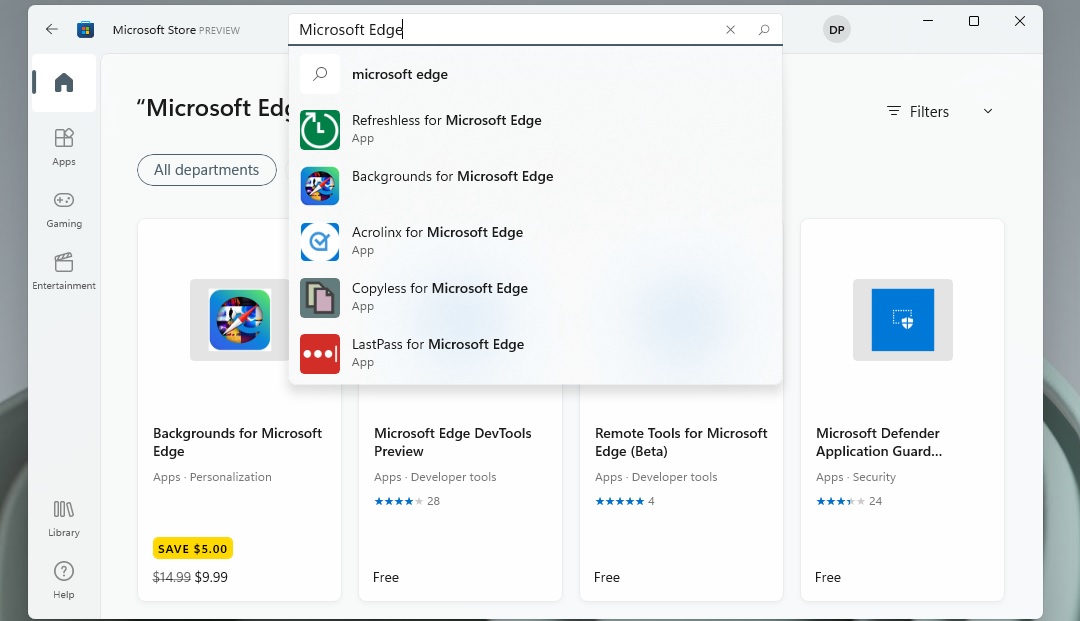 Microsoft Store Edge-extensies