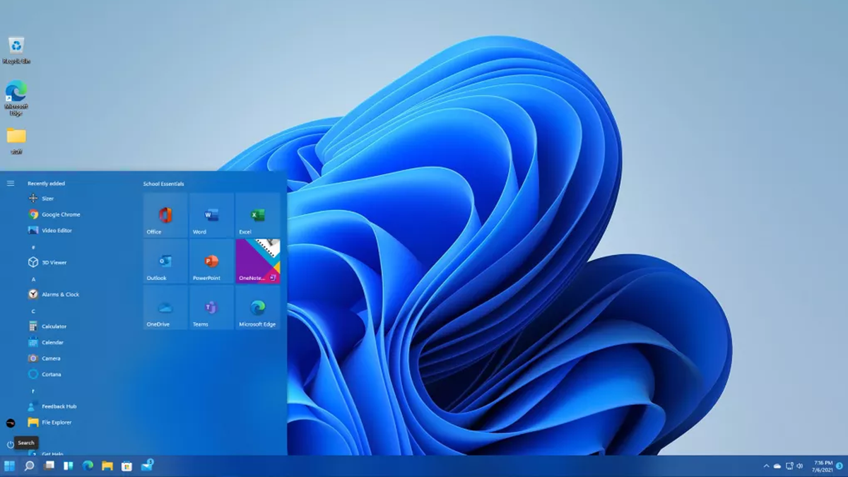 Het startmenu van Windows 10 in Windows 11.