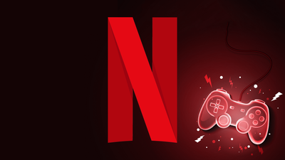 Het Netflix-logo en een gamepad.