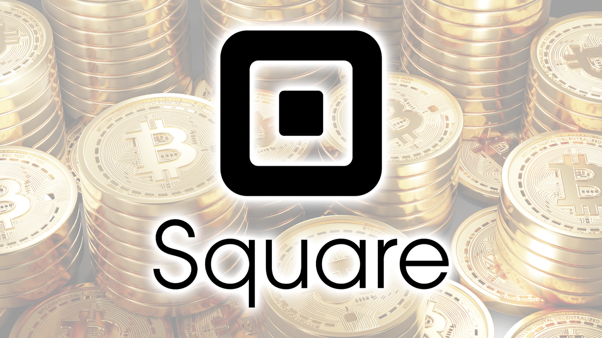 The Square-logo over bitcoin.