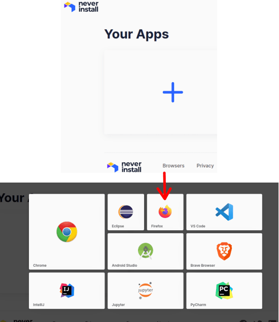 installeer nooit selecteer app om te starten