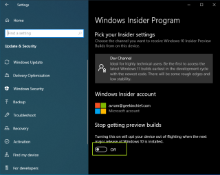 Stop met het ophalen van preview-builds op