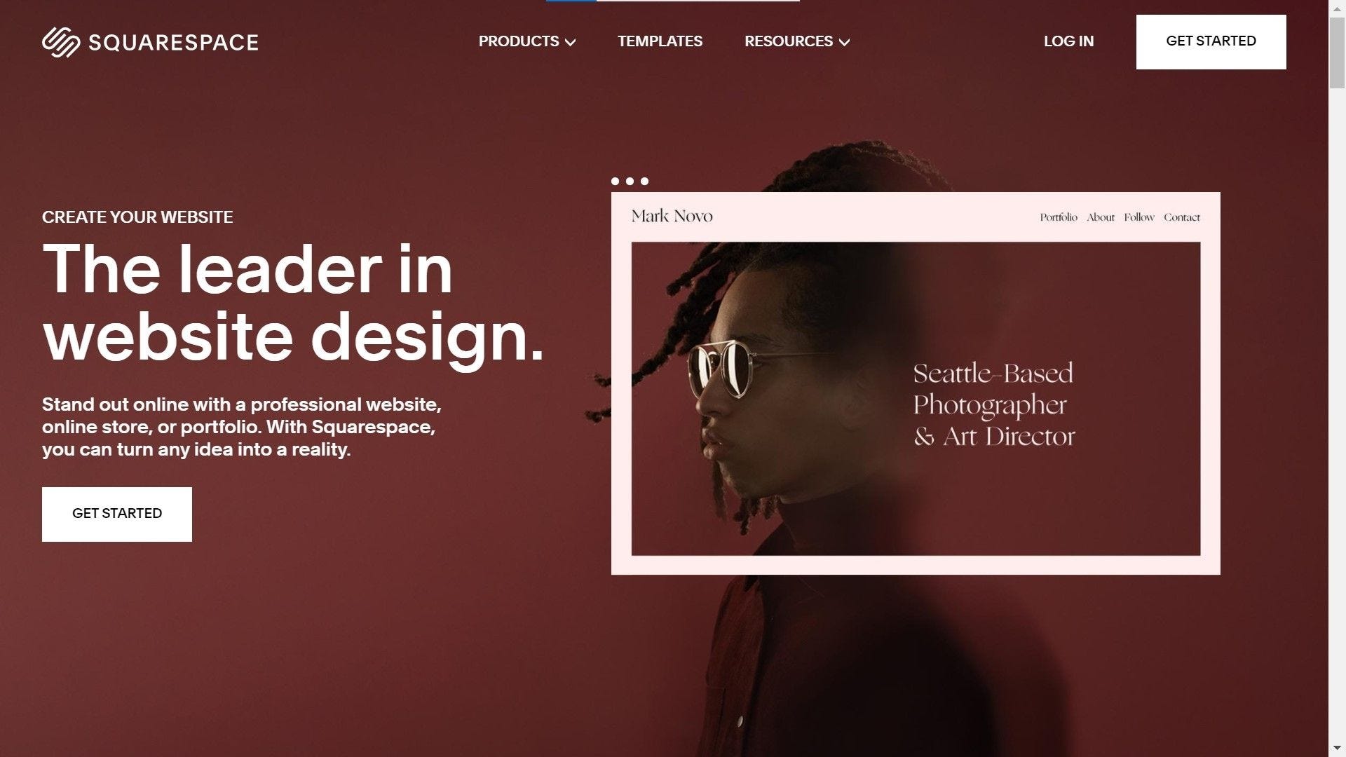 squarespace website builder home pagina