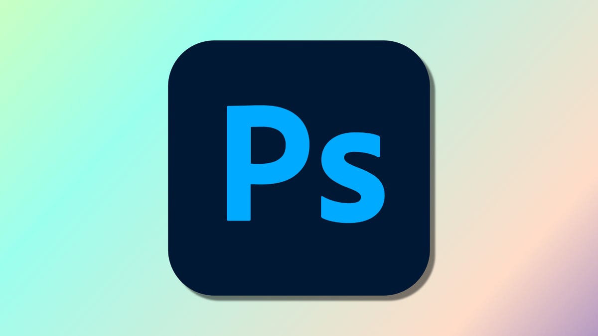 Adobe Photoshop-logo tegen een veelkleurige achtergrond