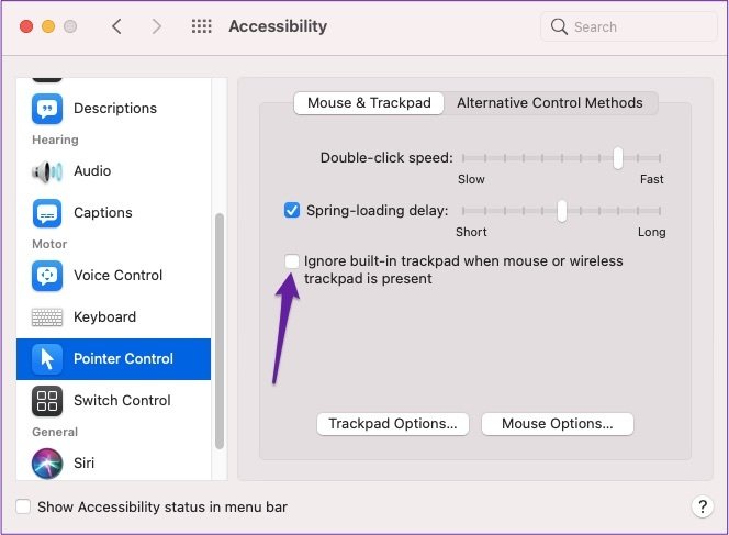 Mac negeer ingebouwd trackpad