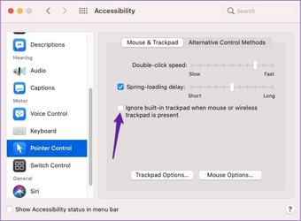 Mac negeer ingebouwde trackpad