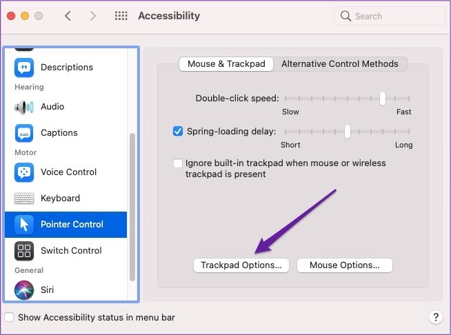 Mac trackpad-opties