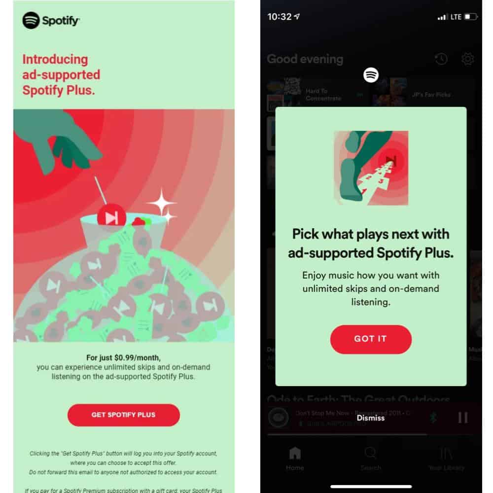 Betaalbare Spotify Plus-preview-testscreenshots van The Verge