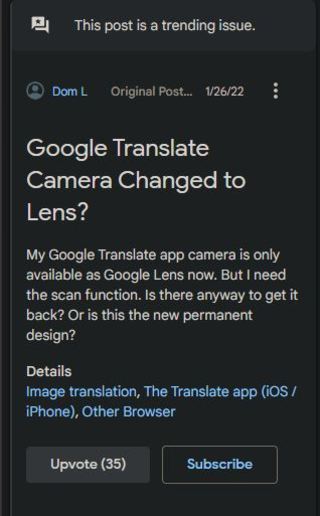 Google translate camera scan