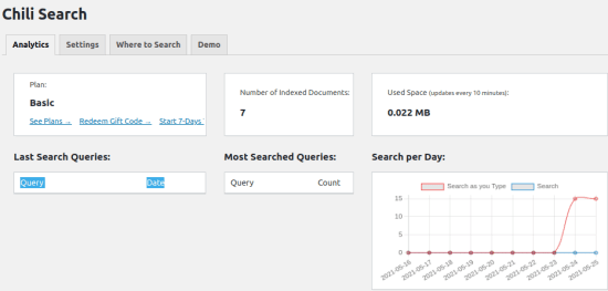 Chili Search Analytics