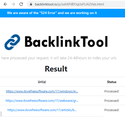 BacklinkTool w akcji