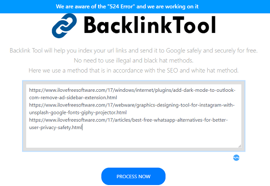 BacklinkTool prześlij linki