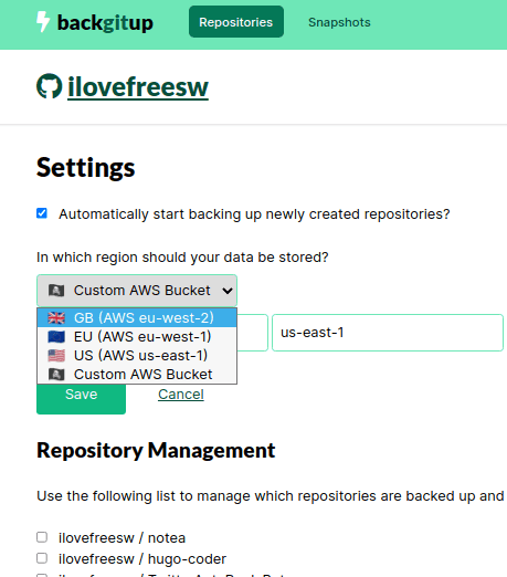 ustawienia backgitup