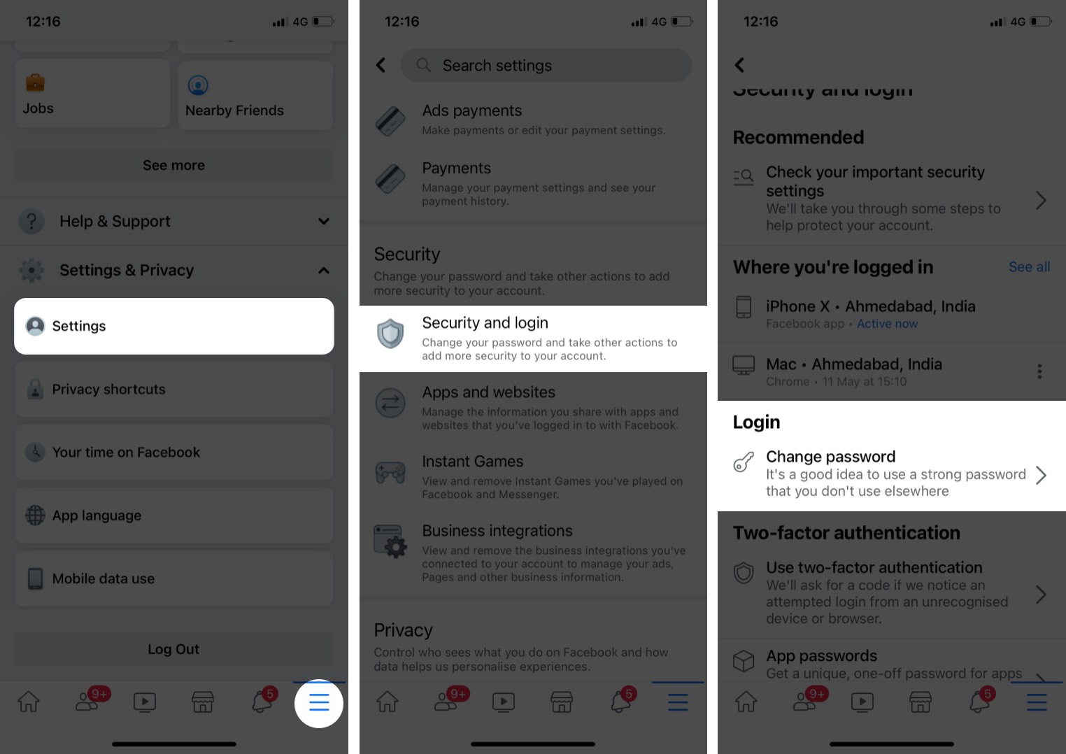 Zmień hasło do konta Facebook na iPhonie