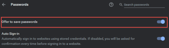 Chrome Oferta zapisywania haseł ustawienie
