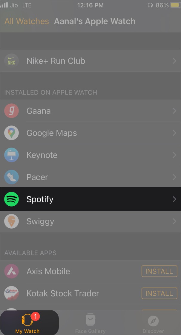 Zainstaluj Spotify na Apple Watch