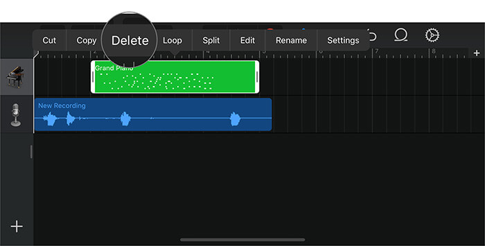 Usuń niepotrzebny dźwięk w aplikacji GarageBand, aby zamienić notatkę głosową w dzwonek