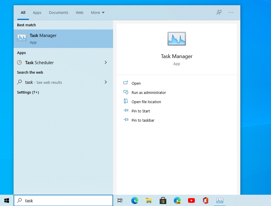Ikona Menedżera zadań systemu Windows 10