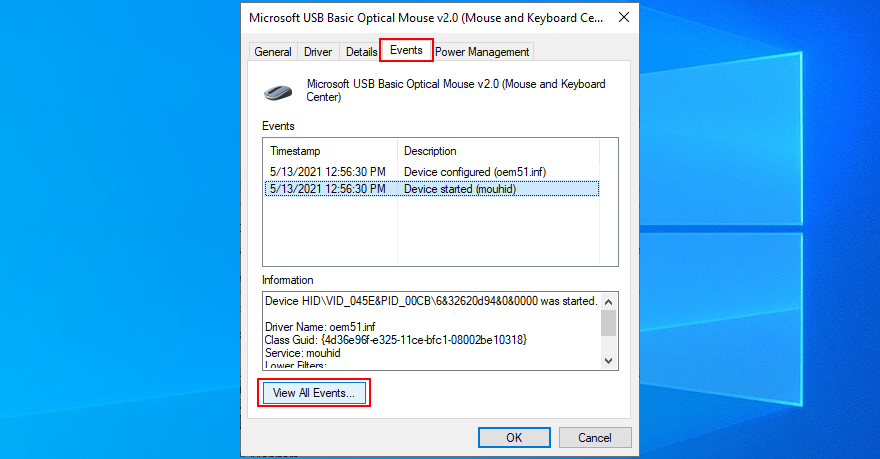 Windows shows how to access mouse device events