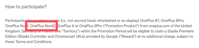 OnePlus ogłasza bezpłatne pakiety Google Stadia; omyłkowo wspomina o Nord 2
