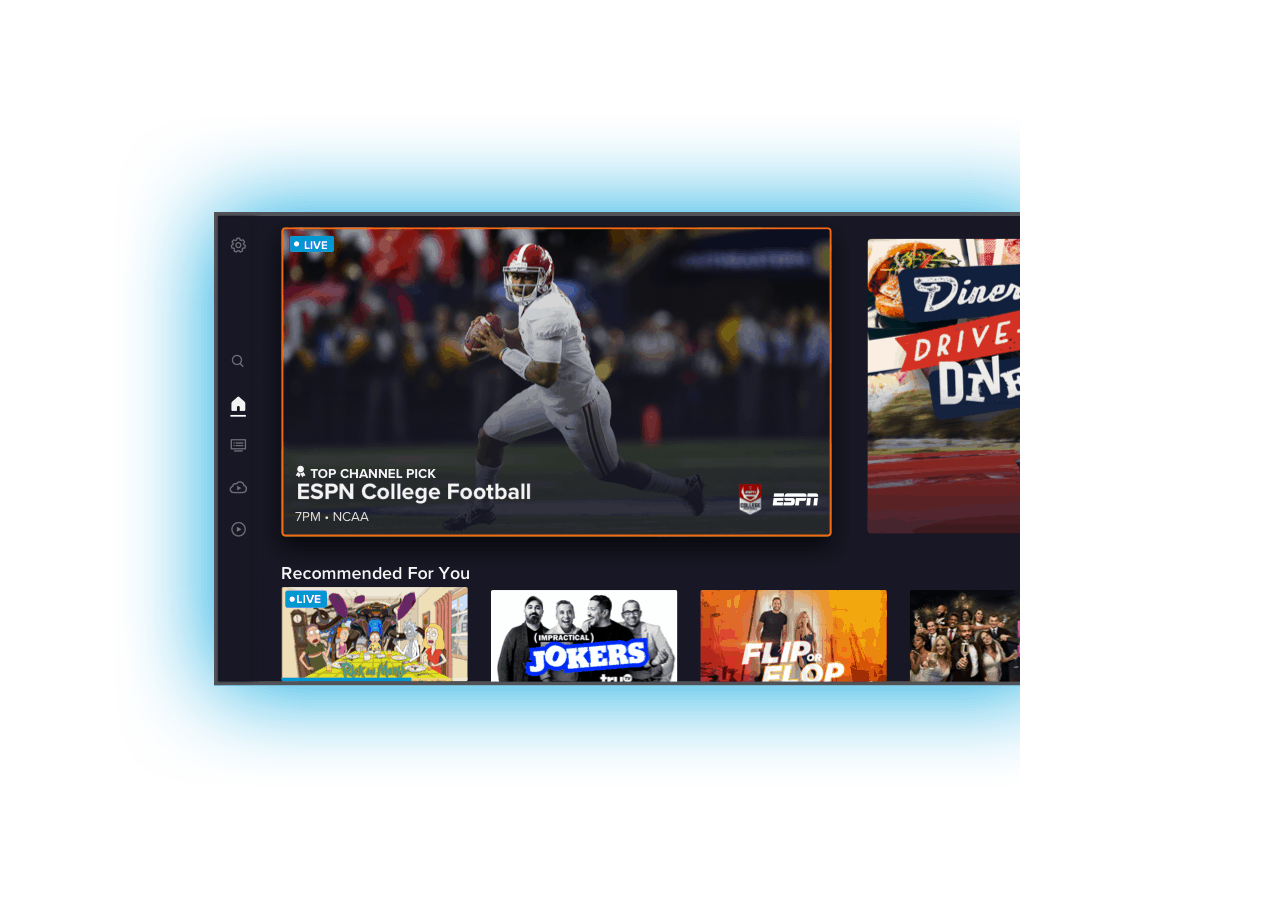 SLING TV Ekran główny nowej aplikacji