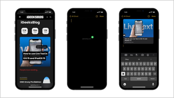 przeciągnij i upuść w iOS 15