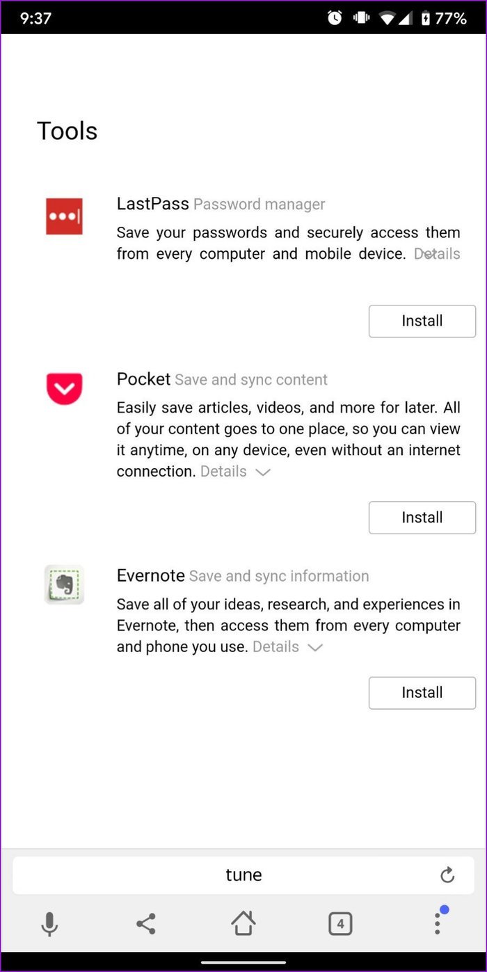 Rozszerzenia przeglądarki Yandex