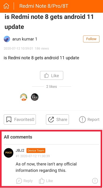 redmi note 8 android 11 brak oficjalnej komunii