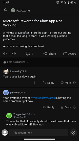 Microsoft-Rewards-Xbox-app-not-working-reports
