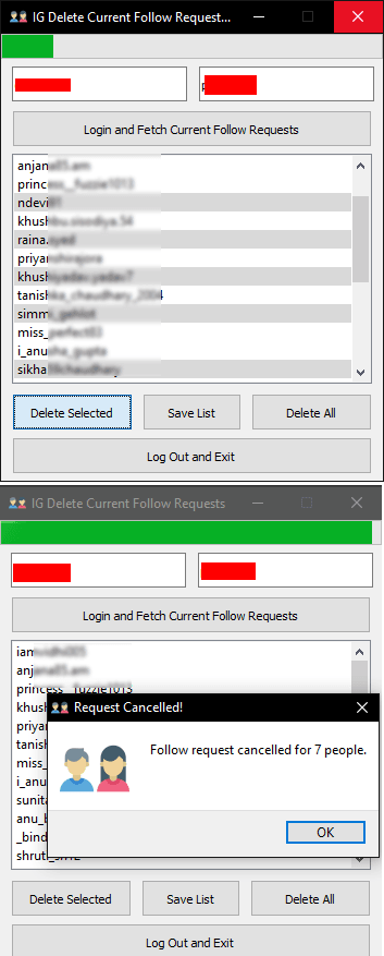 FollowRequestsRemover w akcji